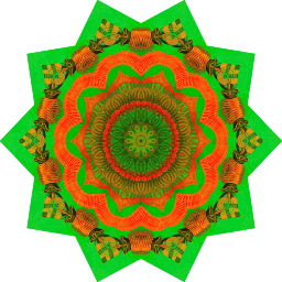 orange green wave ring mandala