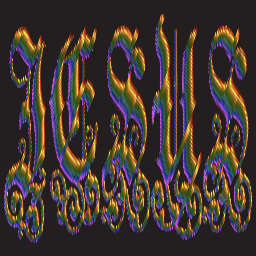 ornate flaming jesus 단어 예술