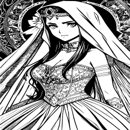 동양의 veiled 공주 manga 초상화