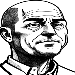 stern bald 사람 초상화