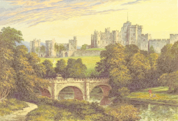 sunlit park bridge cityscape 일러스트