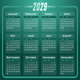 2029 캘린더 그리드 라운드