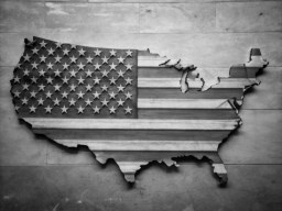 shape map 안의 검은색 와 흰색 photo american flag