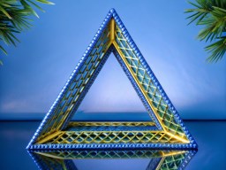 탁자 위에 앉아 있는 triangle shaped lamp