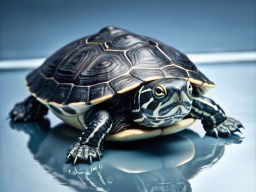 탁자 위에 앉아 있는 작은 turtle