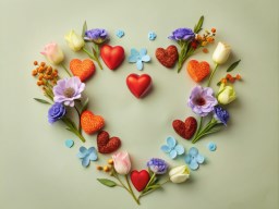 wall 위의 heart made out 꽃