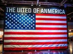Large American Flag on Display in a Museum