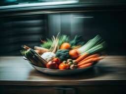 Bowl of Vegetables Sitting on a Kitchen Counter