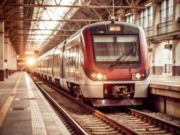 Train Is Coming Down the Tracks in a Train Station