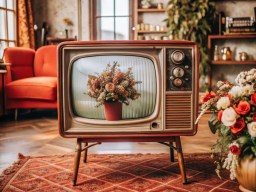 living room 안의 늙은 television set