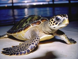 ground 위에 앉아 있는 초록색 turtle