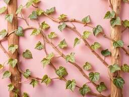 Pink Wall with Ivy Vines on It