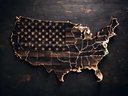 Map of the United with an American Flag on It