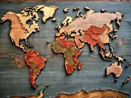 Wooden World Map on a Table