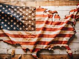 American Flag on a Wooden Background