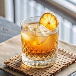 Glass Filled with a Drink Sitting on Top of a Wooden Table
