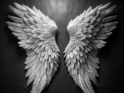 검은색 배경 위의 검은색 와 흰색 photo two 흰색 angel wings