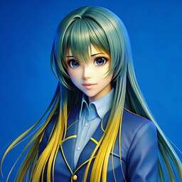 Girl in a School Uniform with Long Blonde Hair