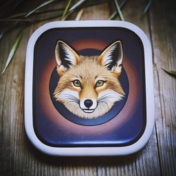 square button 위의 fox