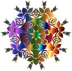 흰색 배경 위의 rainbow colored 꽃
