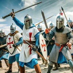 group men dressed as roman soldiers