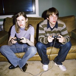 couch 노는 video games 위에 앉아 있는 two 사람들