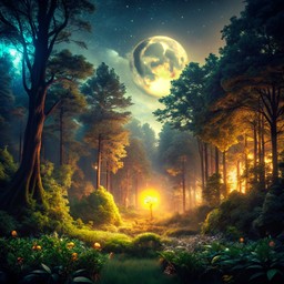 하늘 안의 숲 함께 full moon
