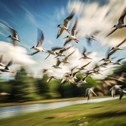 flock birds 날고 있는 over 강