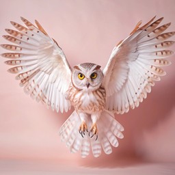 공기 함께 its wings spread 안의 owl is 날고 있는