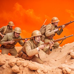상의 산 위의 group soldiers