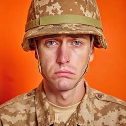 A Man In A Military Uniform With A Sad Look On His Face
