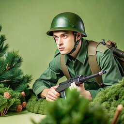A Man In A Military Uniform With A Rifle