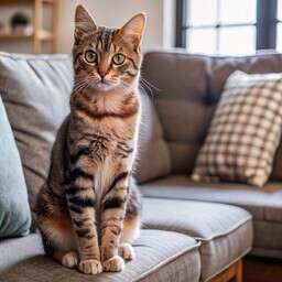 Cat Sitting on a Couch in a Living Room