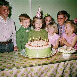 group 사람들 gathered around birthday cake
