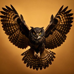 공기 함께 its wings spread 안의 owl 날고 있는