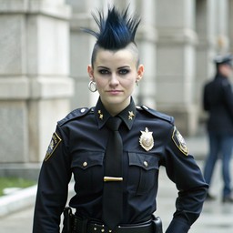 police uniform posing for picture 안의 여성