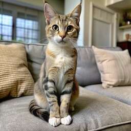 Cat Sitting on a Couch in a Living Room