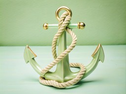 anchor 와 rope이 있는 초록색 탁자