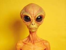 Alien Sitting on Top of a Table