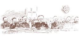 brown silhouette gondola fireboat