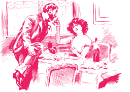 pink silhouette dining table hot pot