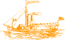 orange silhouette fireboat trimaran
