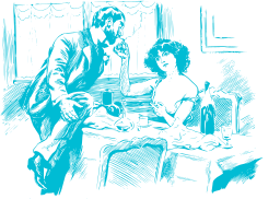 teal silhouette dining table menu