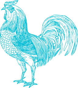 A Blue Rooster On A White Background