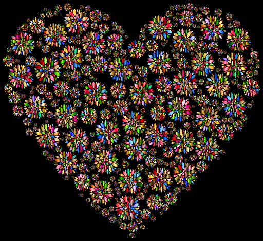 floral heart colorful heart