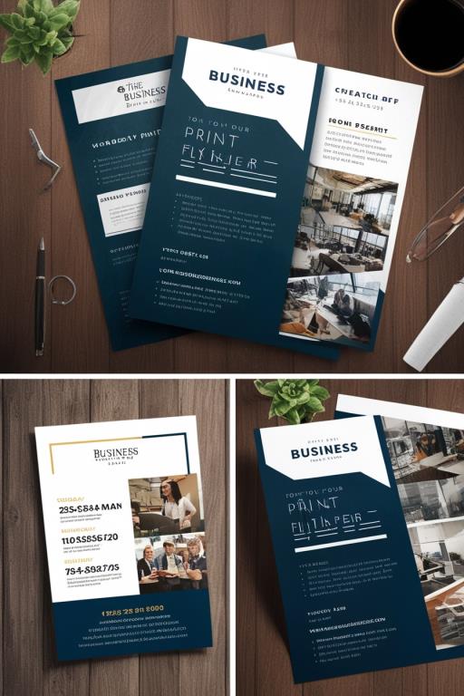 탁자 next to c 위의 set three business brochures