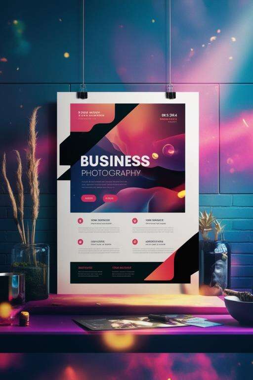 a Picture of a Poster on a Desk with a Laptop