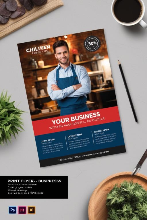 detailed illustration flyer template for restaurant or bar