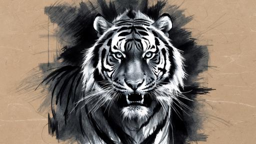 검은색 흰색 drawing tiger dup1