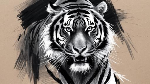 검은색 흰색 drawing tiger